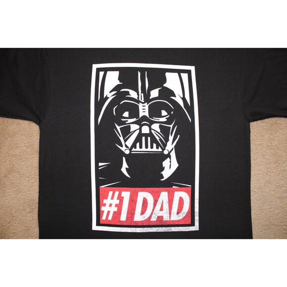 Star Wars Darth Vader "#1 Dad" Men's Graphic Tee T-Shirt (Large) Black Licensed - Picture 2 of 7